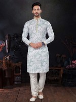 Dusty Green Cotton Digital Print Readymade Kurta Pajama